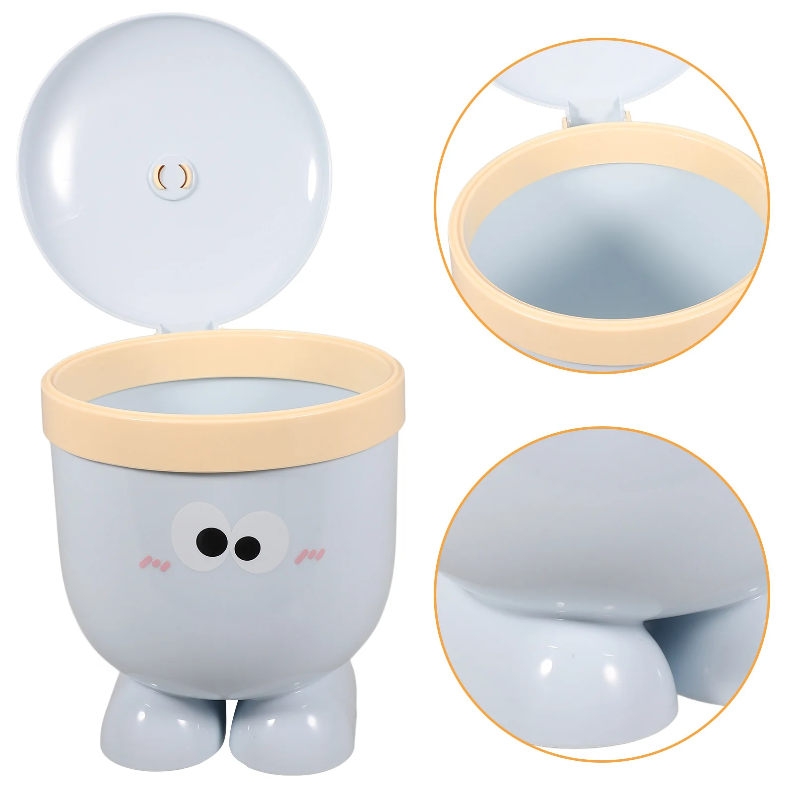 

Mini Desktop Trash Can with Lid Small Cartoon Garbage Can Compact Plastic Wastebasket for Office Home Countertop