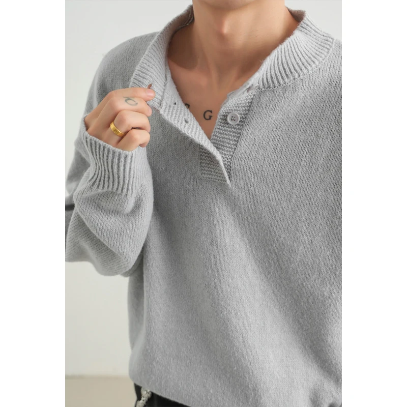 الشتاء سترة سوداء الرجال الدافئة موضة عادية بلوفر مغزول الرجال الكورية فضفاضة طويلة الأكمام سترة رجالي البلوز الملابس M-3XL