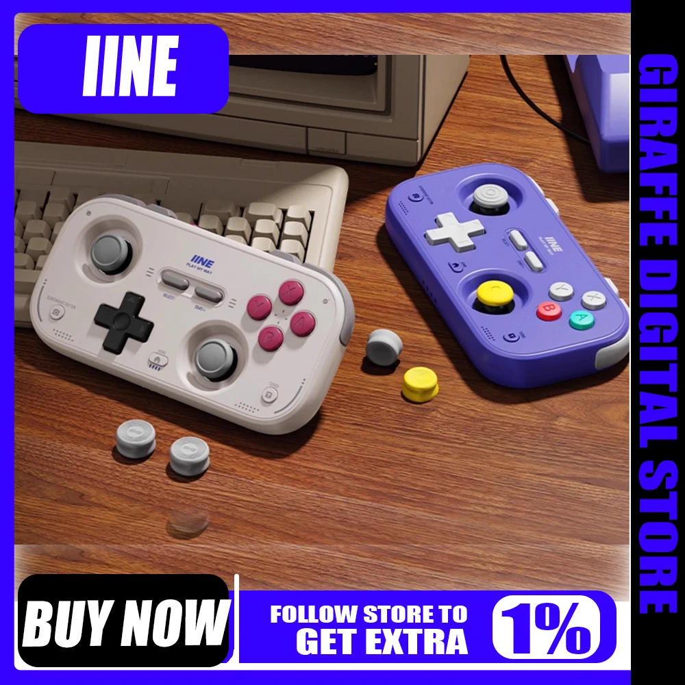 

IINE Retro Card Game Controller Switch2 Mini Controller Hall Joystick 1000Hz Embedded Joystick Design Supports Wake-up Gifts