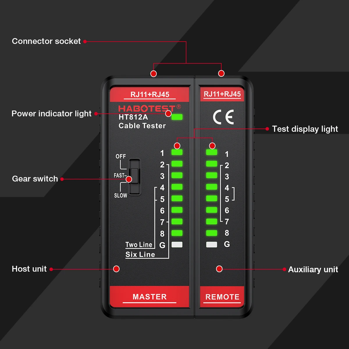 HABOTEST HT812A Network Cable Tester 8P/6P/4P/2P Cable lan Tester Networking Wire Telephone Line Detector Tracker Tool