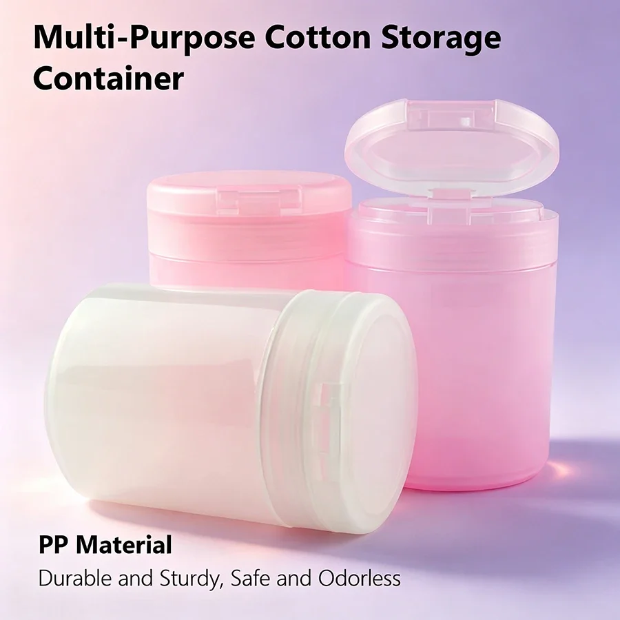 Nail Cotton Pads Storage Cup with Clip Lid, Manicure Cotton Balls Cotton Swabs Organizer for Nail Polish Remover Makeup Tools