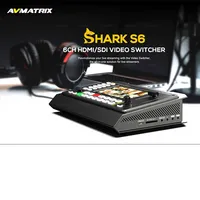 Avmatrix Shark S6 6-CH HDMI/SDI Video Switcher 5 inch USB Disk SD Card Record Audio Mixer PTZ Camera Control for Live Stream