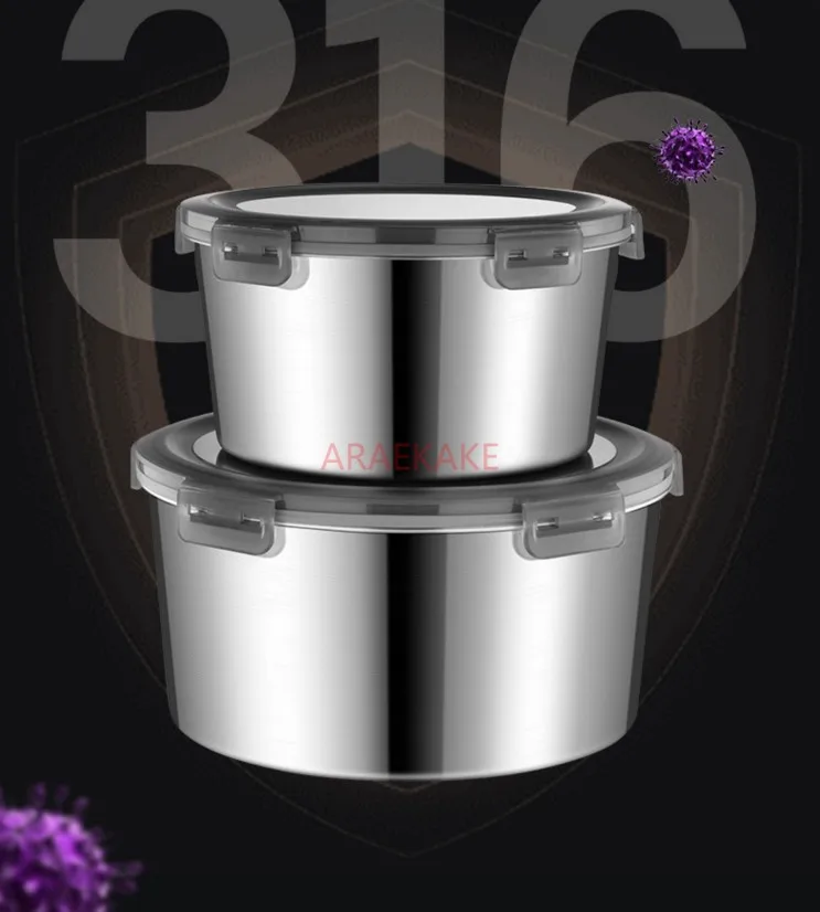

400ml Food grade 316 stainless steel sealed fresh-keeping box, circular lunch box, packaging box, soup box, household with lid
