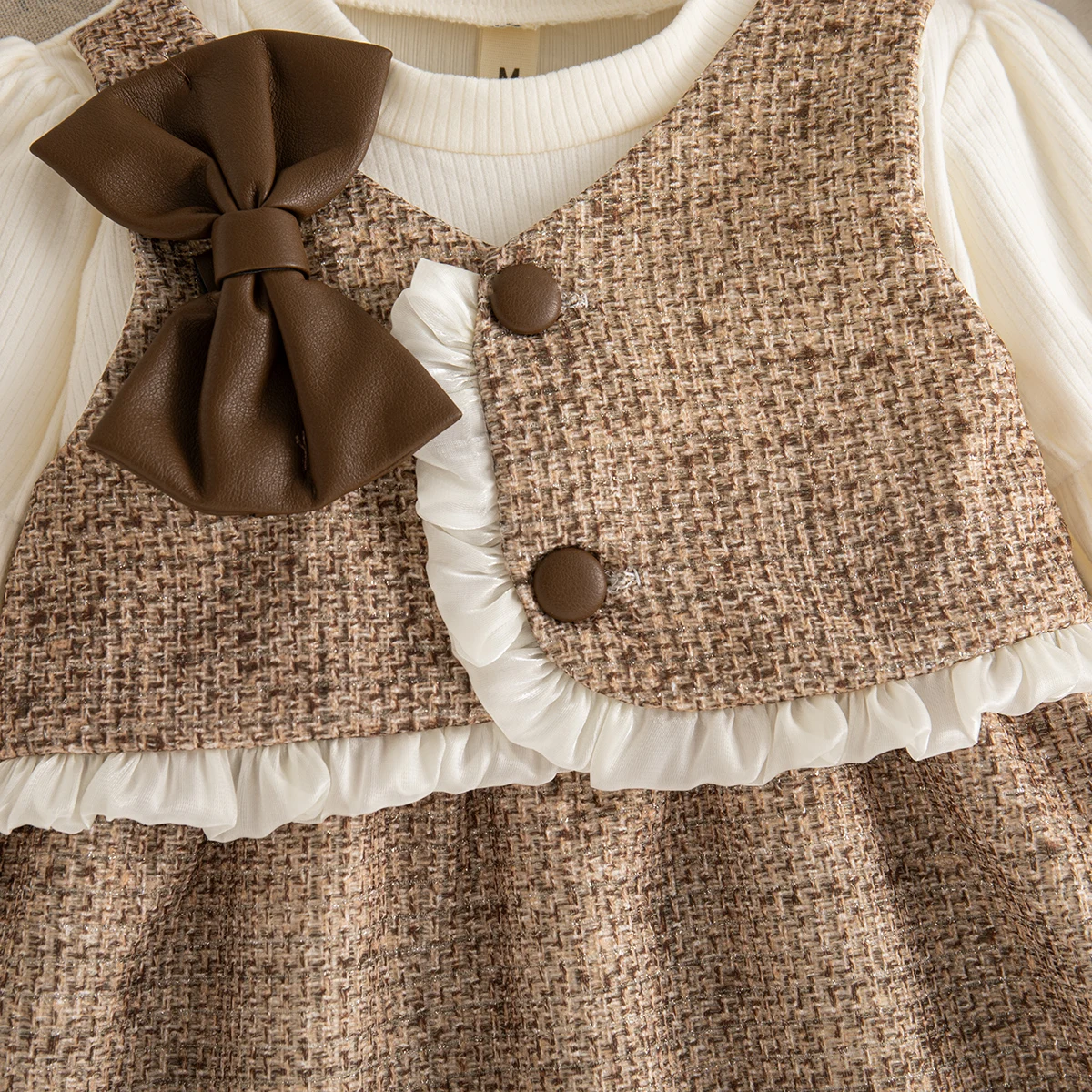 Abito da bambina primavera e autunno maniche lunghe stampa fiocco girocollo abiti da bambino carino abito da principessa casual