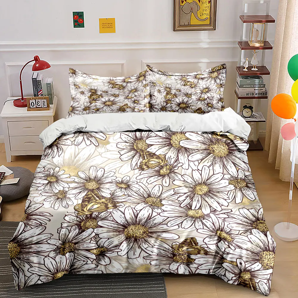 Floral Pattern Three-Piece Set  kid's and adults' bedroom decor, Exquisite three-piece bedding set gift