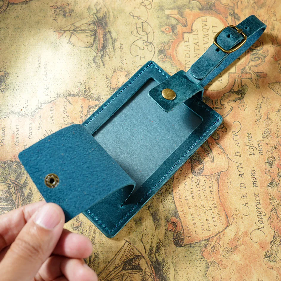 Head Layer Cowhide Airplane Travel Tag Creative Travel Box Hang Tag Check-in Boarding Leather Luggage Label