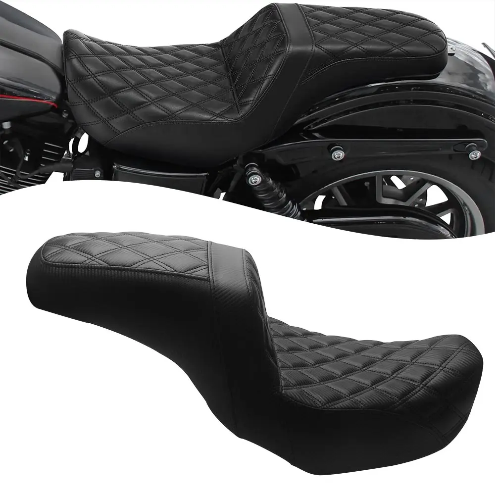 1Piece Driver Passenger Seat Motorcycle Rider Passenger Seat Fits For Harley‑Davidson Dyna 2006-2017 Black Rider Passenger Seat
