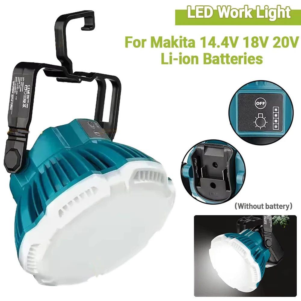 2400LM LED Work Light Portable Camping Light for Makita 18V Li-Ion Batteries for Camping, Auto Repair and Emergency Lighting
