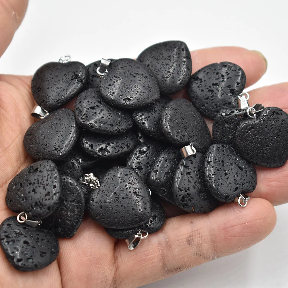 

Love Heart Stone Pendants 20mm Wholesale Charms Natural Volcanic rock For DIY Jewelry Making Women Gift free shipping