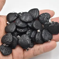 Love Heart Stone Pendants 20mm Wholesale Charms Natural Volcanic rock For DIY Jewelry Making Women Gift free shipping