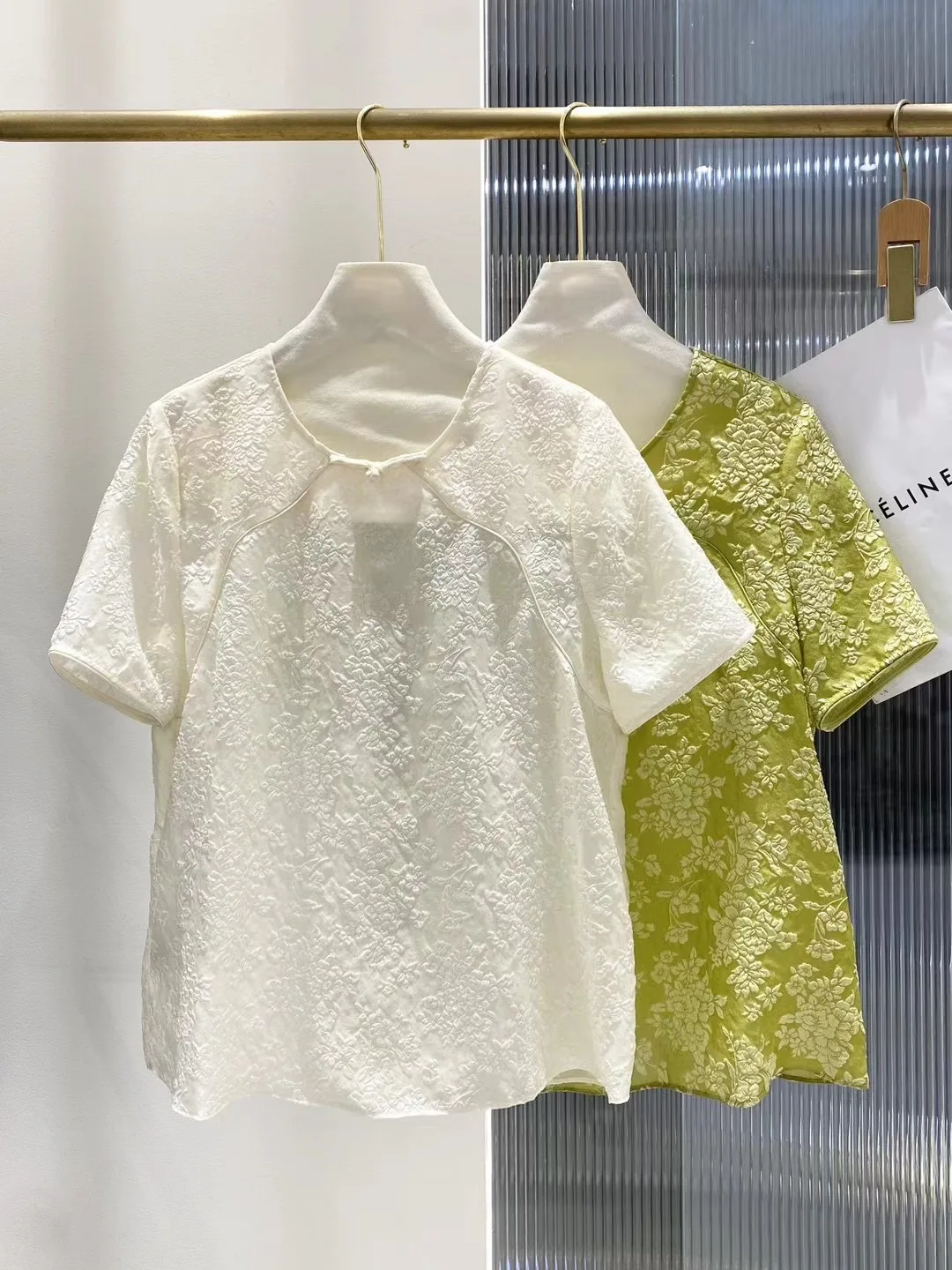 

Женская модная приталенная блузка с круглым вырезом, коротким рукавом, вышивкой и пуговицами, весна-лето, новый китайский стиль, национальный тренд