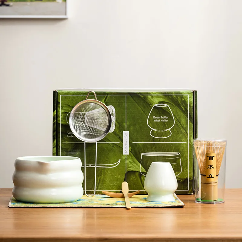 Imagen 7: Juego de Matcha japonés, cuenco Matcha con boca, herramienta de punta de té de la dinastía Song, soporte de bigote Matcha, 4/7 Uds.