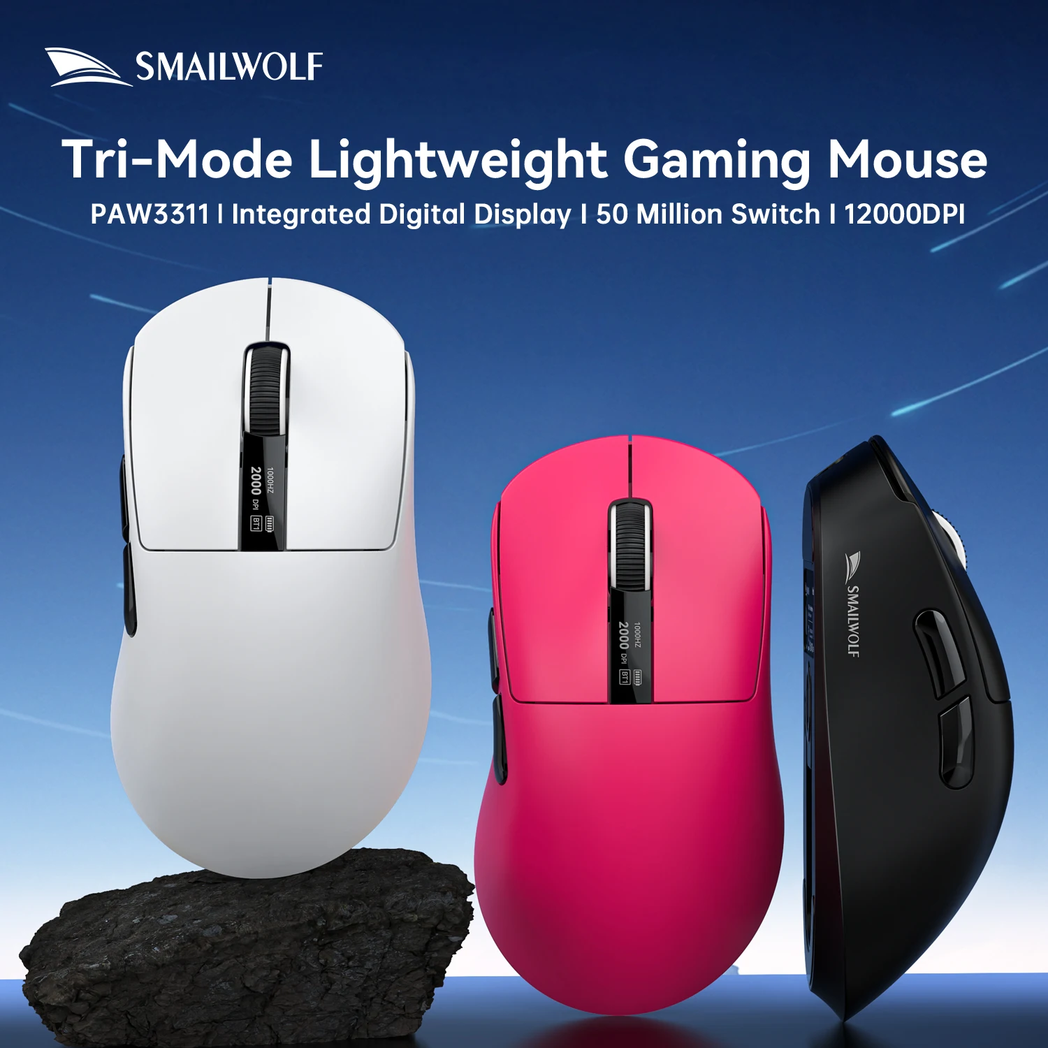 SMAILWOLF M6 wireless three-mode mouse Bluetooth wired e-sports PAW3311 laptop office game lightweight RGB magnetic charging