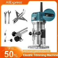 6 Speed 800W Electric Trimming Machine 30000rpm Woodworking Milling Engraving Hand Wood Edge Router Trimmer Home DIY Power Tools