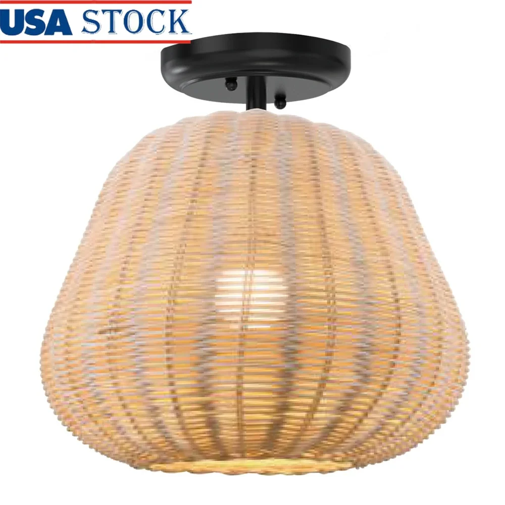 

13-дюймовый тканый полуприточный потолочный светильник с регулируемой яркостью, энергоэффективная светодиодная лампа A19, мягкий белый, 800 люмен, прихожая, гостиная