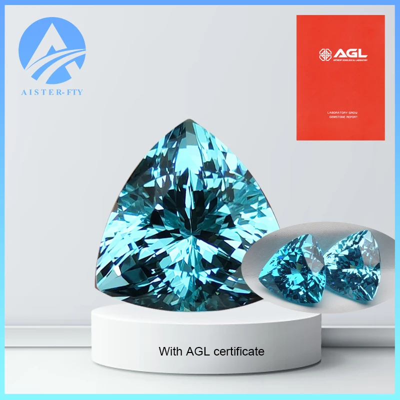 

Neon Blue Lab Grown Paraiba Gemstone Trilliant Cut Synthetic Sapphire Gemstones Loose Stone For Jewelry Setting Select AGLReport