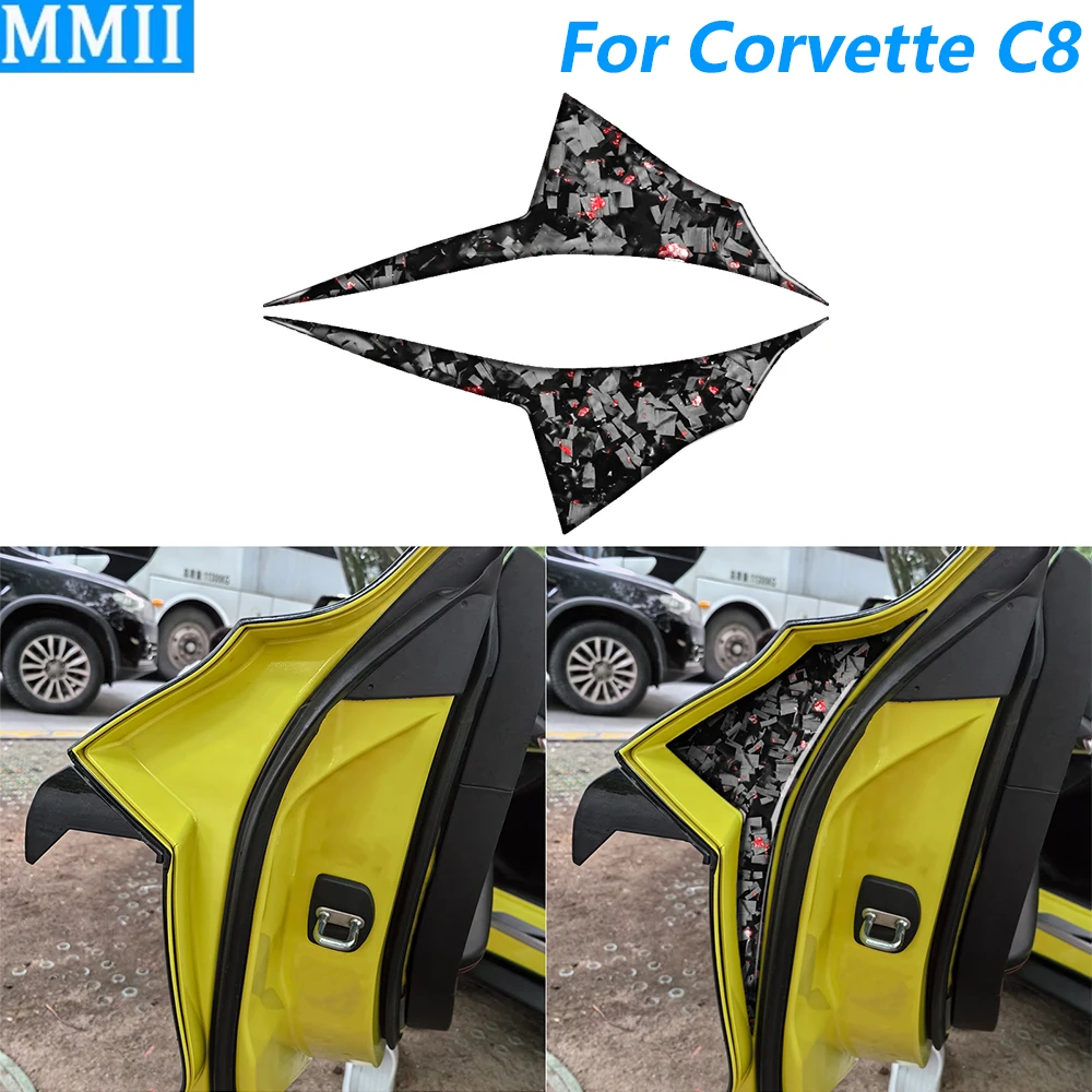 

Для Chevrolet Corvette C8 2020-2025: Накладки на внутренние боковые панели дверей из кованого карбона, аксессуары для автомобиля, декоративные наклейки для интерьера