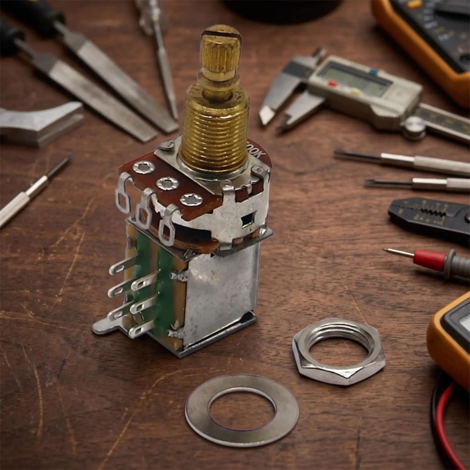 Push Switch Component B500K Potentiometer with Solder Terminals for Guitar Custom Wiring and Restoration Projects Metal Copper