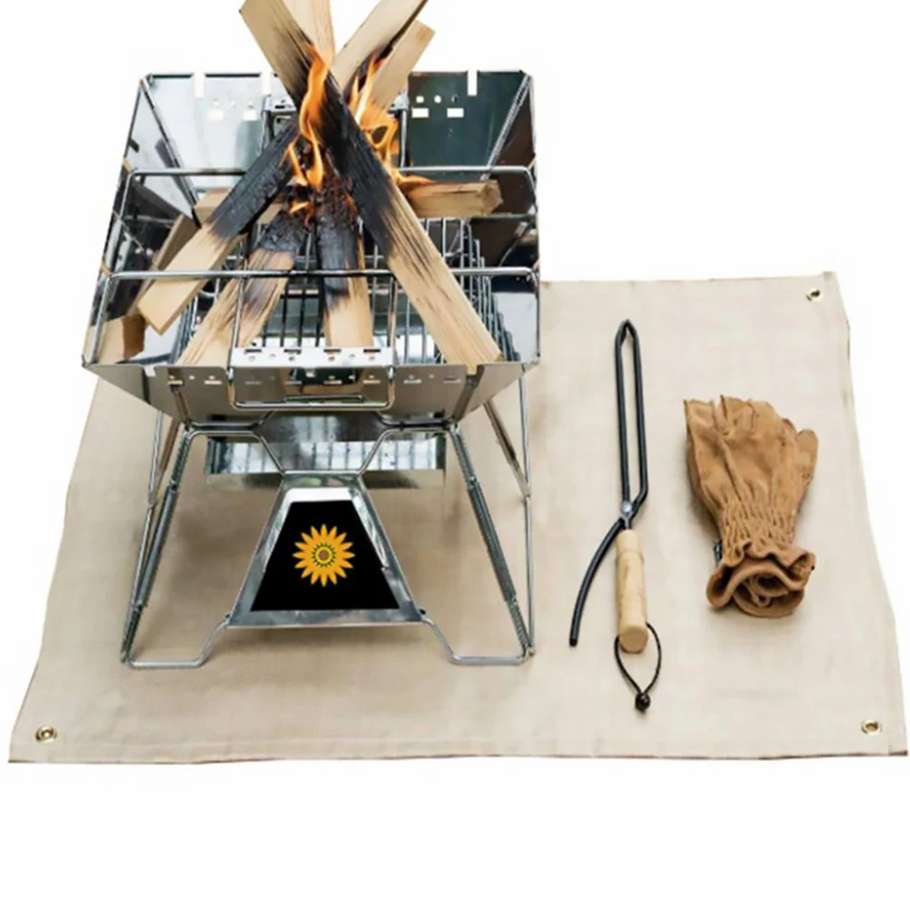 

Fire Blanket Barbecue Floor Mat Retardant Heat Insulated Supplies Flame Resistant Premium Fiberglass Durable Water Grease Oil