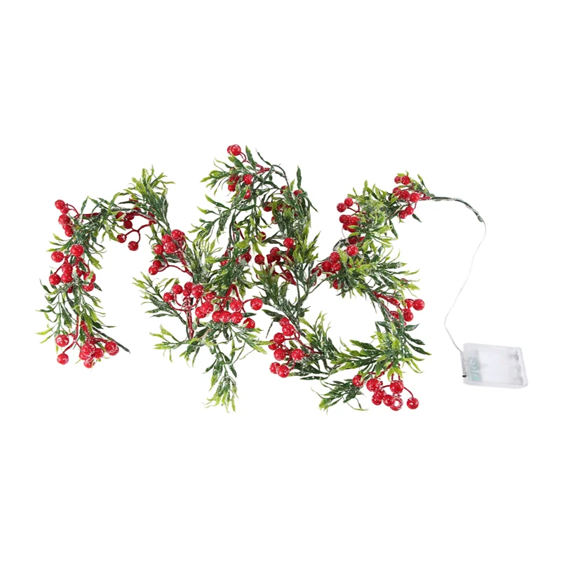 ABHI-2 Meter 20 Led String Light Outdoor Christmas Pine Leaves Berry Light LED Copper Wire Fairy Garland Patio Decorate Lamp