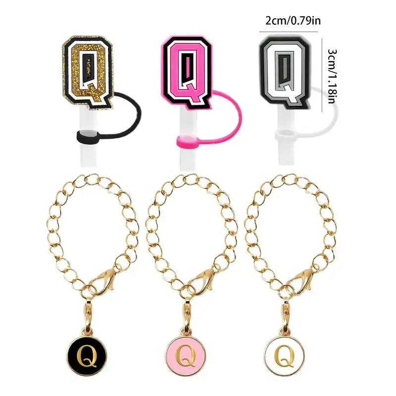 Straw Topper Protector Lid Tumbler Cup Handle Chain Pendant Firm Fit Dustproof Straw Cover For Dormitory School Home Travel And