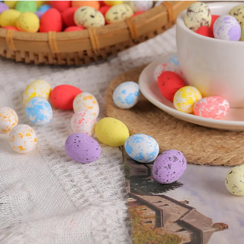 Exquisite Easter Eggs 50pcs Colorful Foam Artificial Easter Eggs for Diy Crafts Home Decorations Spotted Surface for Easter