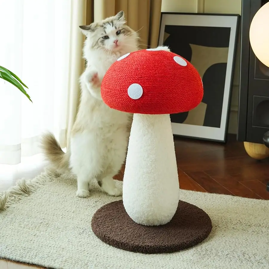 

Mushroom Cat Scratcher, Cute Scratching Post, Durable Sisal Rope Scratching Board, Kitten Tree, Cat Toy for Cats to Play