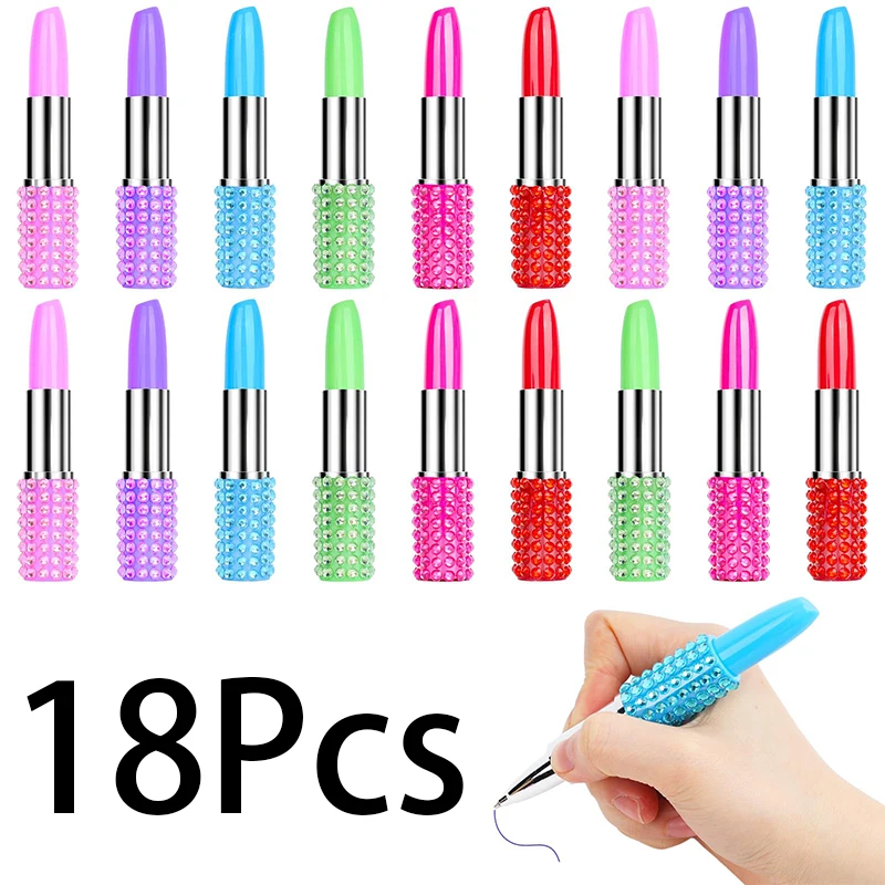 18 個オフィス文具ラインストーン口紅形状ボールペンボールペン