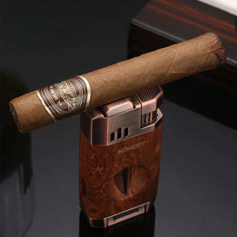 Honest Double Fire Direct-Pulse Cigar Special Lighter Metal V-Cigar Diamond Ignifier Gifts for Boyfriend Wholesale