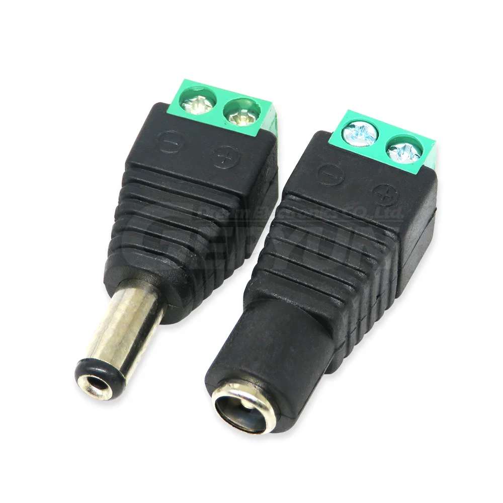 5pcs Male Female DC Connector 5.5mmx2.1mm/5.5x2.5MM Power Jack Adapter Plug For Strip Light CCTV Router Camera Home Applicance