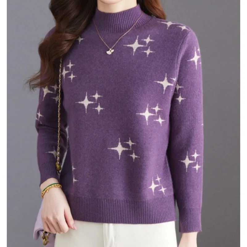 

Свитер «Взрывы», женское пальто, осень-зима 2026, новый пуловер с полувысоким воротником, мягкий топ, трикотаж, теплая нижняя рубашка, женская