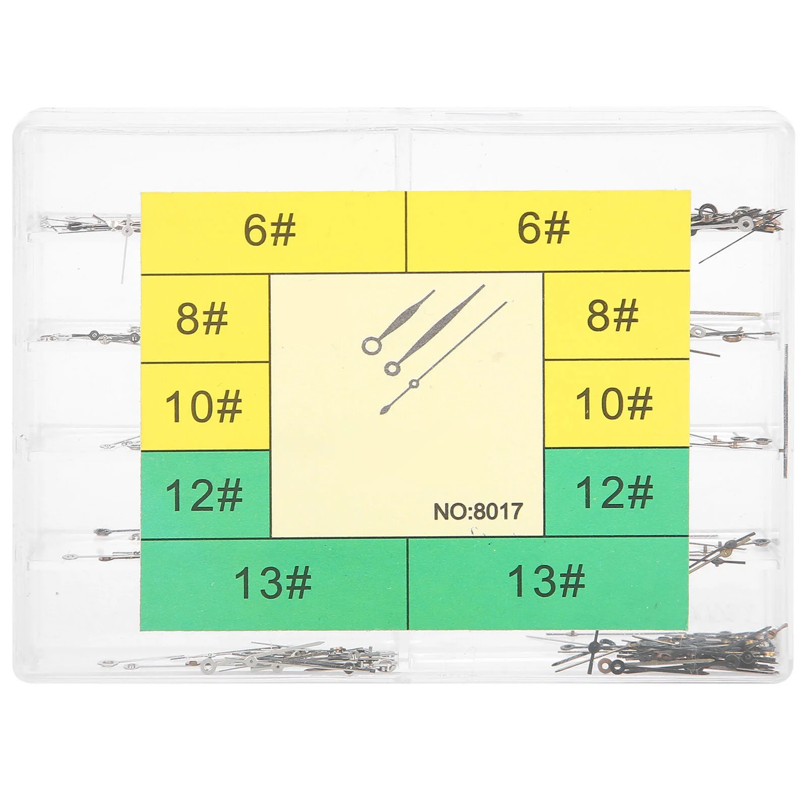 

100 комплектов светящихся стрелок из сплава для часов, аксессуары для механизмов Miyota 2035, стрелки для часов 8017, часовые стрелки # 6- # 13 деталей для часов