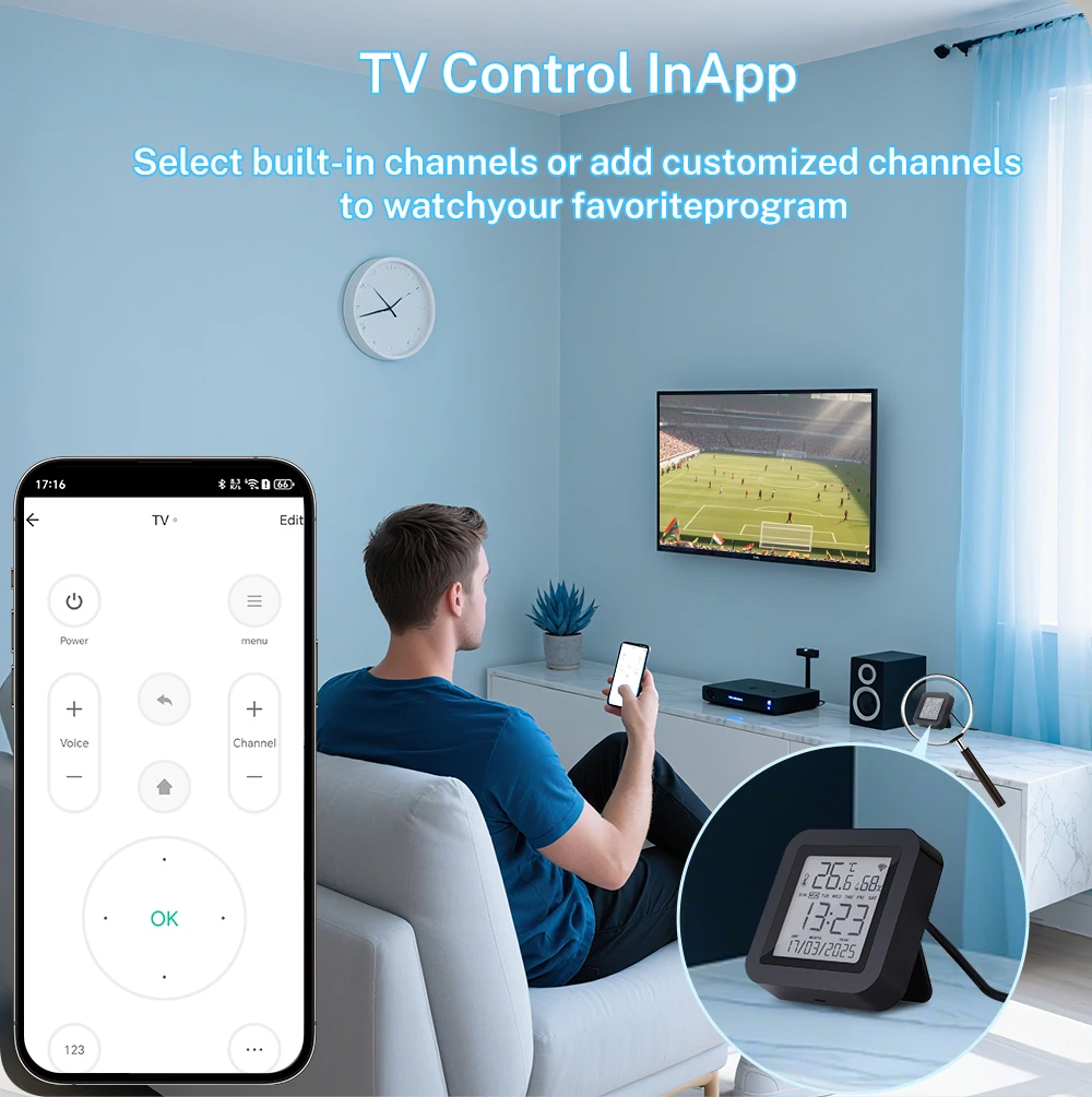 Tuya Smart WiFi Universal IR-Fernbedienung Temperatur-Feuchtigkeitssensor für Klimaanlage TV AC Funktioniert mit Alexa, Google Home Yandex – Detail 5