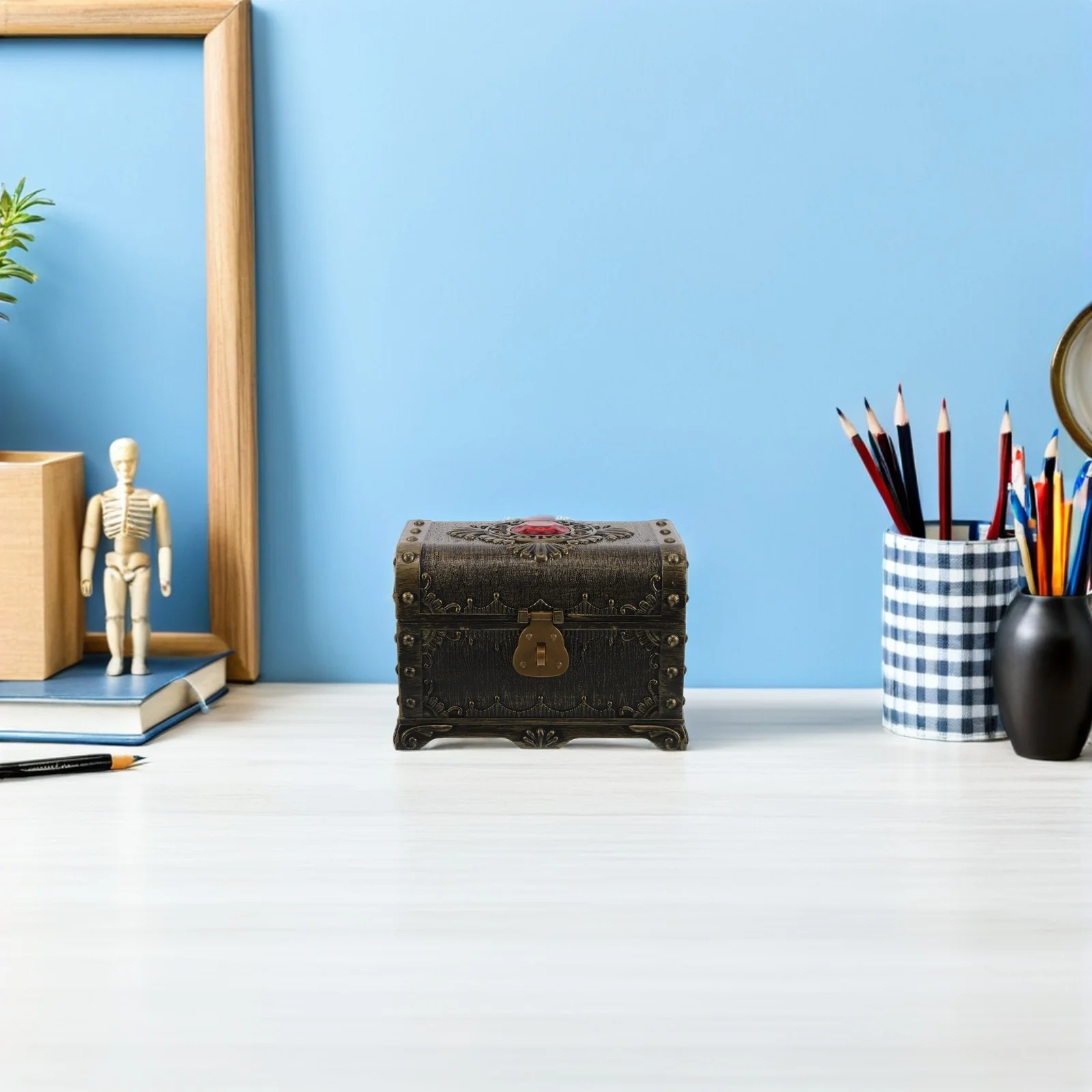 خمر القراصنة صور جذع 5.5X3.85X3.73 بوصة قابل للقفل البلاستيك الكنز الصدر للأطفال تخزين مغامرة اللعب منزل مكافأة #3