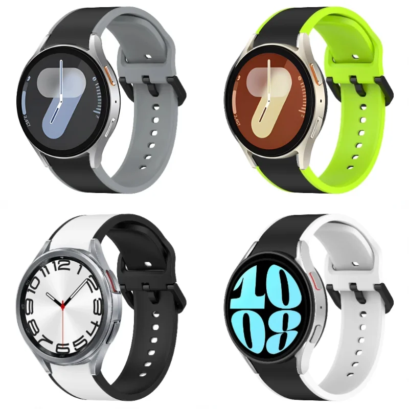 Silicone strap For Samsung Galaxy watch 6 4 Classic 47mm 43mm 46mm Gap free connecting wristband For Galaxy 6 5 4 44mm 40mm 45mm