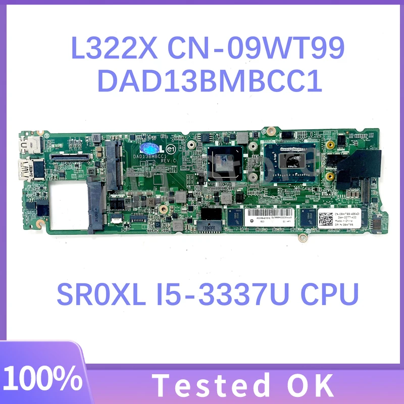 CN-09WT99 09WT99 9WT99 DAD13BMBCC1 Mainboard For XPS 13 L322X Laptop Motherboard SLJ8B W/ SR0XL I5-3337U CPU 8GB 100%Full Tested