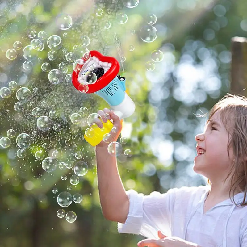 Máquina de burbujas para niños con batería, fabricante de burbujas de boca grande, portátil, 10 agujeros, juguete de playa de mano para patio trasero, niños y niñas, jardín