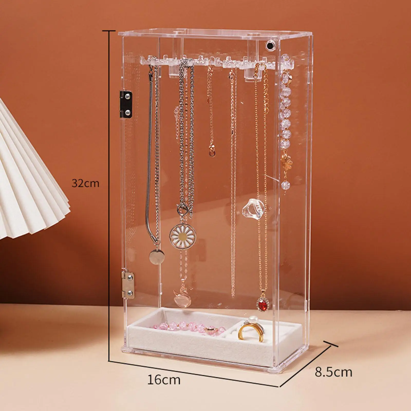 

Rotation Necklace Organizer Pendant Display Case Rings Tray Jewelry Holder for Dorm Room Dresser Countertop Desktop Vanity Dorm
