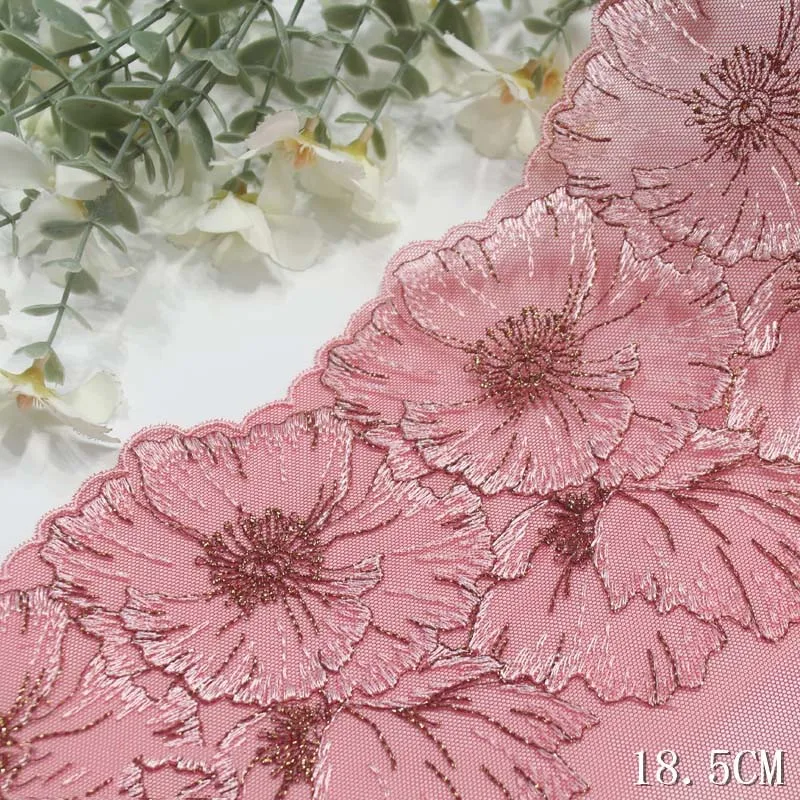 29Yards Embroidery Lace Fabric DIY Clothing Needlework Red Mesh Embroidered Lace Trim for Bra Sewing Crafts Accessories