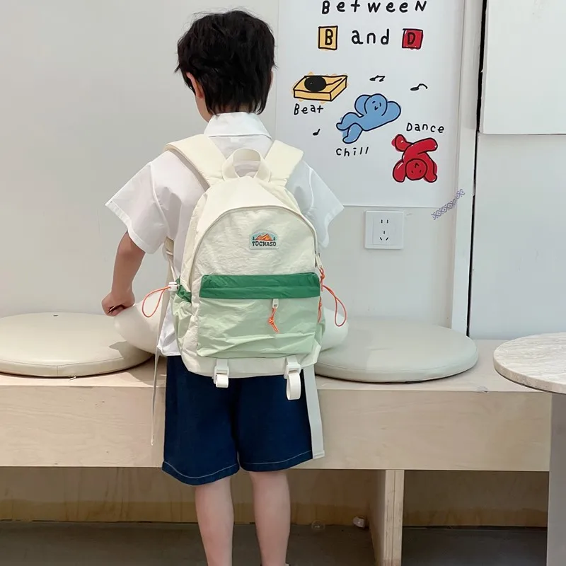 Picture 4: Kindergarten schoolbag color collision splicing large capacity backpack dopamine light nylon children's backpack
