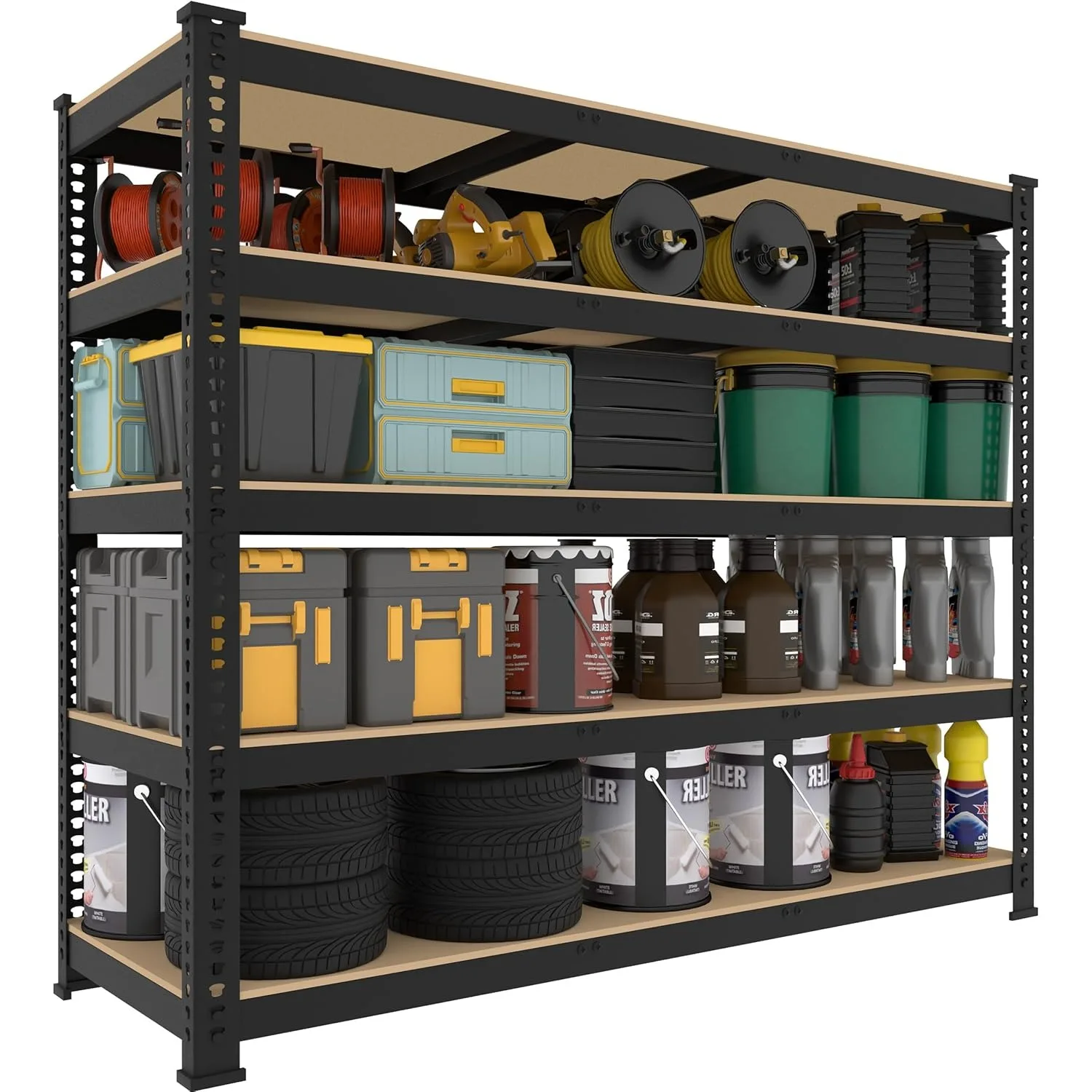 5 Tier Garage Storage Shelves - Heavy Duty Adjustable Storage Shelving Unit, Metal Shelves,48