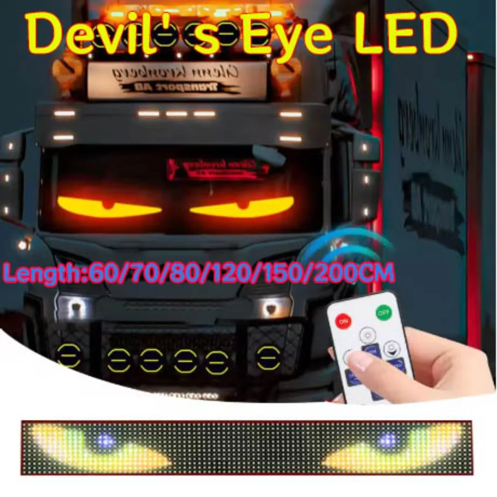 Windshield Board LED Devil Eyes Dynamic Soft Screen Light APP Remote Custom Text Music Mod For Car For Truck For BUS