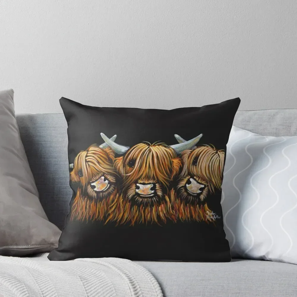 Scottish Highland Hairy Cows 'The Young Ones' by Shirley MacArthur Throw Pillow pillow cover christmas pillow