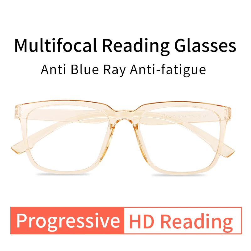 Progressive Reading Glasses for Women, Multifocal Resin lens Blue Light Blocking,Superior Extremely Light tr90 Frame