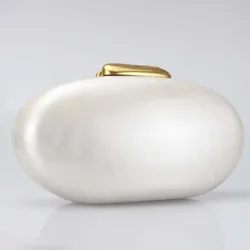 Egg Shape Clutch Bag Acrylic Purse Women Wedding Evening Party Cute Ivory Pearl Color Purse Handbag Summer New 2024