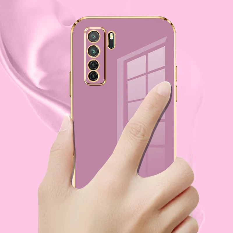 For Huawei P40 lite 5G Case Huawei P40 lite 5G Phone Case CDY-NX9A Luxury Square Plating Shockproof Back Cover