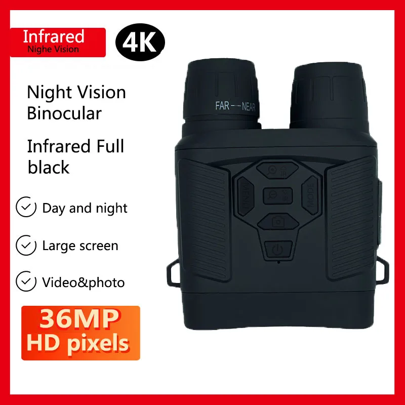 

1Pcs 36MP HD Pixel Binocular Night Vision For Wide Hunting Or Scouting Security Home All Day Surveillance 4K Video Recorder