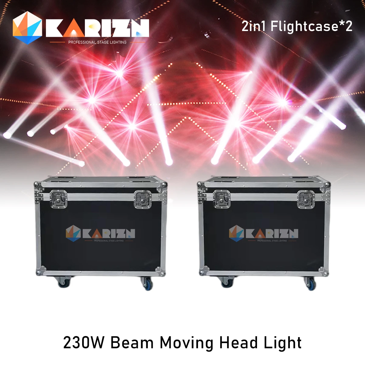 

No Tax 2Pcs Flightcase For Professional DJ Light 230W Beam Moving Head Light High Definition Lens Big Beam Stage Light