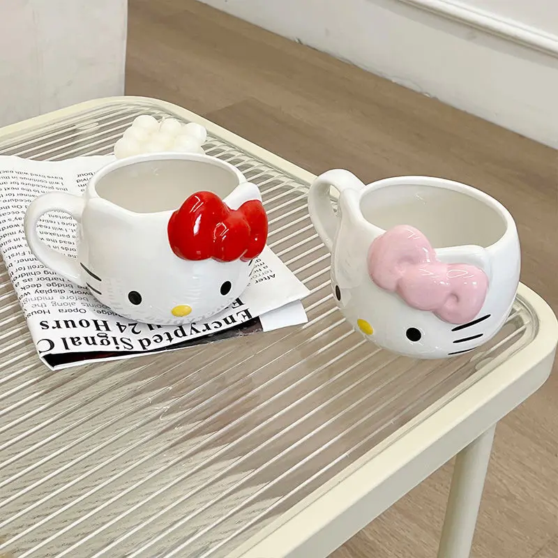 

Sanrio Kawaii Hello Kitty Children's Ceramic Mug Cup Anime Cartoon Lovely Fashionable Exquisite Ins Style Home Office Water Cups