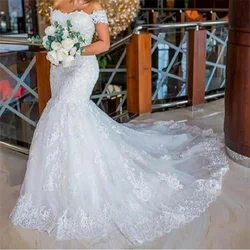 Women's Mermaid vestidos de novia off shoulder Lace Appliques Princess Wedding Dresses plus size bride dress robe de mariee